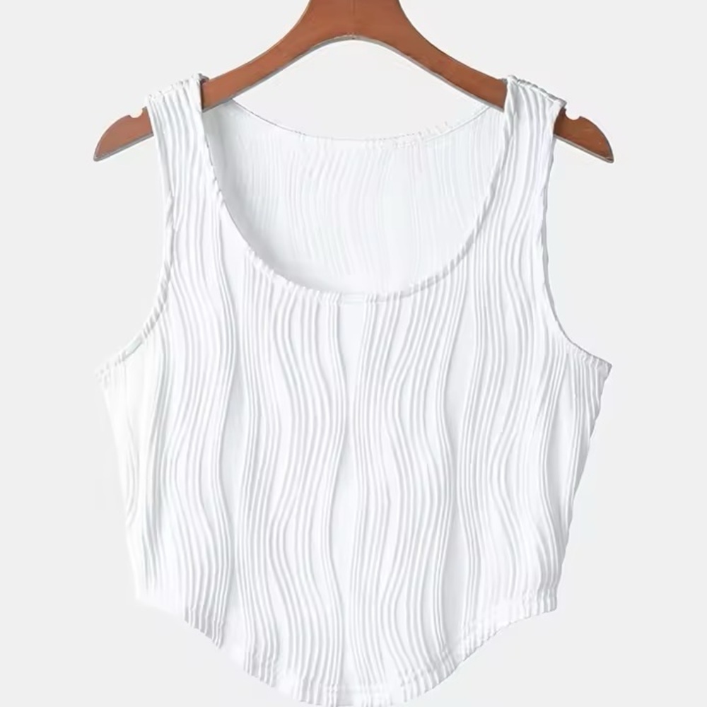 White Textured Sleeveless Top